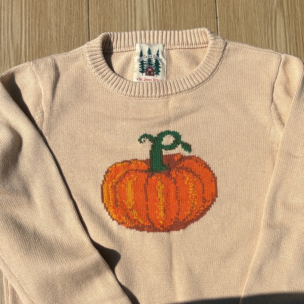 Kiel James Patrick Beige Sweater with Orange Pumpkin